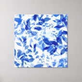 Abstracte blauwe en witte bladeren canvas afdruk (Voorkant)