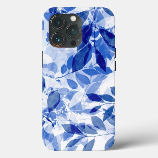 Abstracte blauwe en witte bladeren Case-Mate iPhone case (Achterkant)