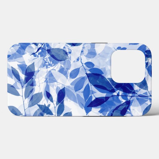 Abstracte blauwe en witte bladeren Case-Mate iPhone case (Achterkant (horizontaal))