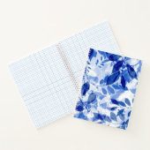 Abstracte blauwe en witte bladeren notitieboek (Binnen)
