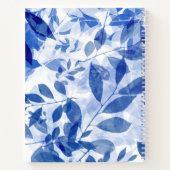 Abstracte blauwe en witte bladeren notitieboek (Achterkant)