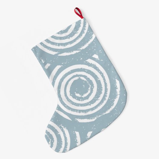 Abstracte Blauwe en Witte Cirkels Grote Kerstsok (Achterkant (Hangend))