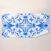 Abstracte blauwe en witte, met de hand getekende t badhanddoek (Badhanddoek)