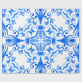 Abstracte blauwe en witte, met de hand getekende t cadeaupapier (Vlak)