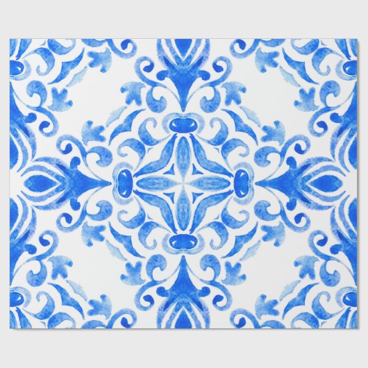 Abstracte blauwe en witte, met de hand getekende t cadeaupapier (Vlak)