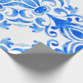 Abstracte blauwe en witte, met de hand getekende t cadeaupapier (Hoek)