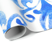 Abstracte blauwe en witte, met de hand getekende t cadeaupapier (Rol Hoek)