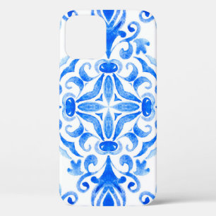 Abstracte blauwe en witte, met de hand getekende t Case-Mate iPhone case