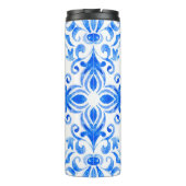 Abstracte blauwe en witte, met de hand getekende t thermosbeker (Achterkant)