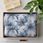 Abstracte blauwe en witte waterverf bloemen tissuepapier (Geschenk)