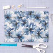 Abstracte blauwe en witte waterverf bloemen tissuepapier (Craft)