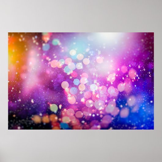 Abstracte blauwe en zilverglittershi poster (Voorkant)