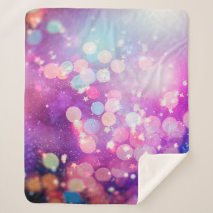 Abstracte blauwe en zilverglittershi sherpa deken