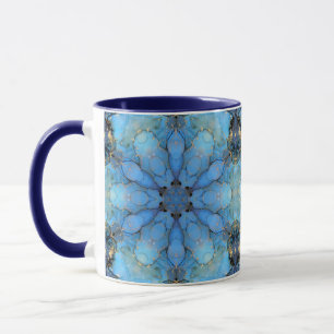abstracte blauwe florale achtergrond mok