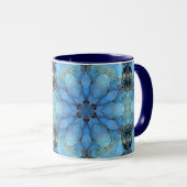 abstracte blauwe florale achtergrond mok (Voorkant rechts)