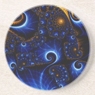 Abstracte Blauwe Fractale Lucht Zandsteen Onderzet Onderzetter