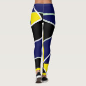 Abstracte blauwe gele kunst leggings (Achterkant)