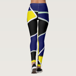 Abstracte blauwe gele kunst leggings