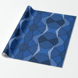 Abstracte blauwe geometrische vormen cadeaupapier