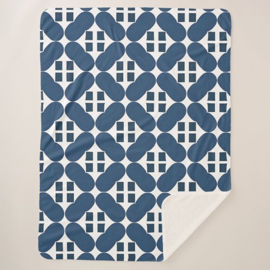Abstracte blauwe geometrische vormen sherpa deken (Voorkant)