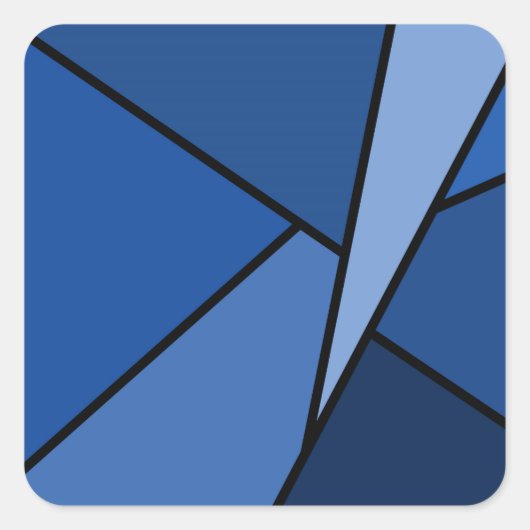 Abstracte blauwe geometrische vormen vierkante sticker (Voorkant)
