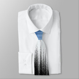 Abstracte Blauwe Glitch Art Halvemaan Nachtelijke  Stropdas