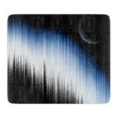 Abstracte blauwe glitchkunst halve maan nachthemel snijplank (Voorkant)