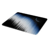 Abstracte blauwe glitchkunst halve maan nachthemel snijplank (Hoek)