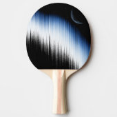 Abstracte blauwe glitchkunst halve maan nachthemel tafeltennisbatje (Voorkant)