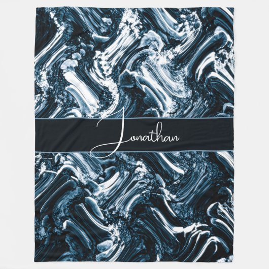 Abstracte blauwe golf fleece deken (Voorkant)