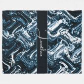 Abstracte blauwe golf fleece deken (Voorkant (Horizontaal))