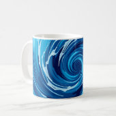 Abstracte Blauwe Golven Koffiemok (Voorkant links)