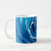 Abstracte Blauwe Golven Koffiemok (Links)