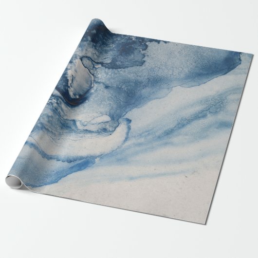 Abstracte blauwe golven of wolken op Cream Cadeaupapier (Uitgerold)