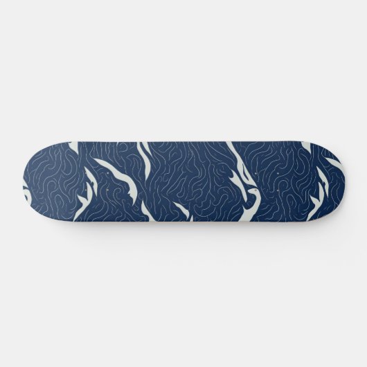 Abstracte blauwe golven persoonlijk skateboard (Horizontaal)