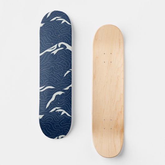 Abstracte blauwe golven persoonlijk skateboard (Voorkant)