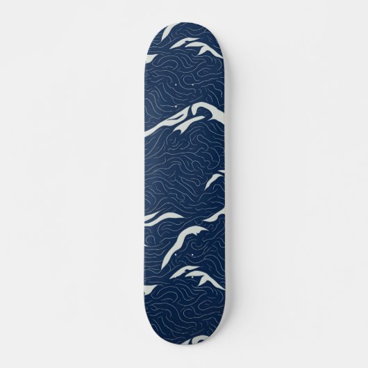 Abstracte blauwe golven persoonlijk skateboard (Voorkant)