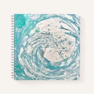 Abstracte blauwe golvende moderne kunst notitieboek