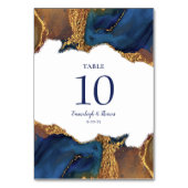 Abstracte blauwe gouden bruiloft kaart (Achterkant)