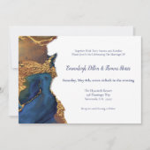 Abstracte blauwe gouden bruiloft kaart (Voorkant)