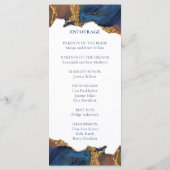 Abstracte blauwe gouden bruiloft programmakaart (Achterkant)