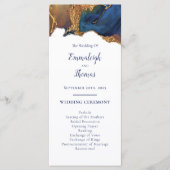 Abstracte blauwe gouden bruiloft programmakaart (Voorkant)