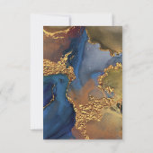 Abstracte blauwe gouden bruiloft RSVP Kaartje (Achterkant)