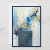 Abstracte Blauwe & Gouden Inkt Splatter Kunstwerk  (Voorkant)