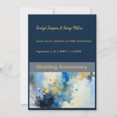 Abstracte Blauwe & Gouden Inkt Splatter Kunstwerk (Voorkant)