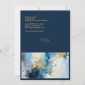 Abstracte Blauwe & Gouden Inkt Splatter Kunstwerk (Achterkant)