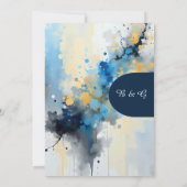 Abstracte Blauwe & Gouden Inkt Splatter Kunstwerk  Kaart (Achterkant)