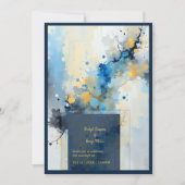 Abstracte Blauwe & Gouden Inkt Splatter Kunstwerk  Kaart (Voorkant)