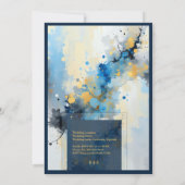 Abstracte Blauwe & Gouden Inkt Splatter Kunstwerk  Kaart (Achterkant)