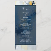 Abstracte Blauwe & Gouden Inkt Splatter Kunstwerk Programmakaart (Voorkant)